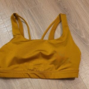 Athleta Mustard Gold Strappy Sports Bra